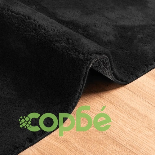 Килим HUARTE с къс косъм, мек и миещ се, черен, 160x230 см ➤ топ цена ➤ sorbe.bg