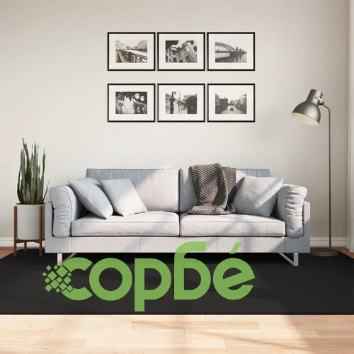 Килим HUARTE с къс косъм, мек и миещ се, черен, 160x230 см ➤ топ цена ➤ sorbe.bg