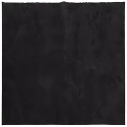 Килим HUARTE с къс косъм, мек и миещ се, черен, 240x240 см