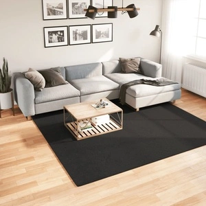 Килим HUARTE с къс косъм, мек и миещ се, черен, 240x240 см