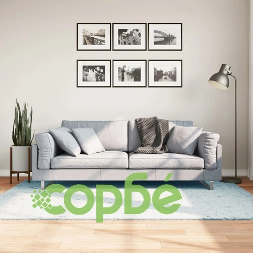 Килим HUARTE с къс косъм, мек и миещ се, син, 140x200 см ➤ топ цена ➤ sorbe.bg