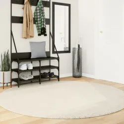 Шаги килим с дълъг косъм, модерен, кремав, Ø 200 см