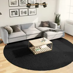 Шаги килим с дълъг косъм, модерен, черен, Ø 280 cm