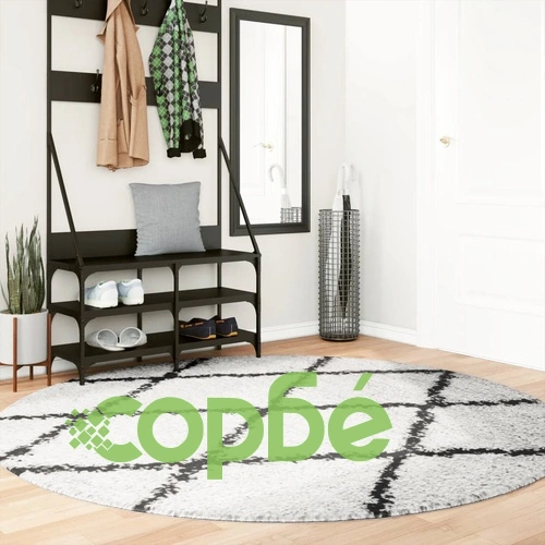 Шаги килим дълъг косъм PAMPLONA модерен кремаво-черен  200 см ➤ топ цена ➤ sorbe.bg