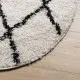 Шаги килим с висок косъм, модерен, кремав и черен, Ø 280 см