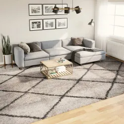 Шаги килим с дълъг косъм, модерен, бежов и антрацит, 300x400 cm