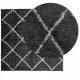 Шаги килим с дълъг косъм, модерен, черен и кремав, 200x200 см