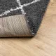 Шаги килим с дълъг косъм, модерен, черен и кремав, 200x200 см