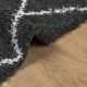 Шаги килим с дълъг косъм, модерен, черен и кремав, 200x280 см