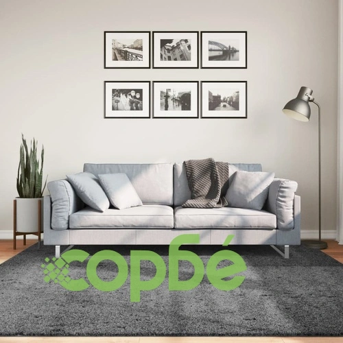 Килим OVIEDO с къс косъм, антрацит, 200x200 см ➤ топ цена ➤ sorbe.bg