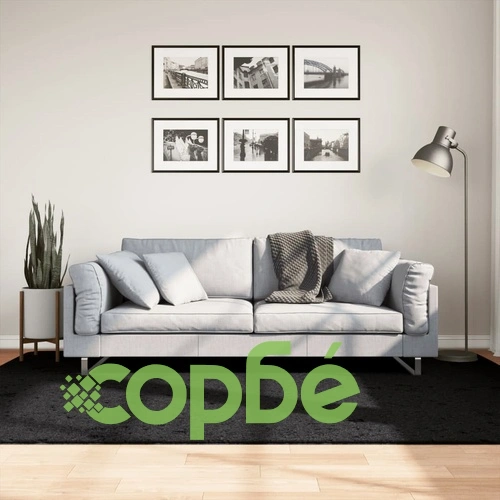 Килим OVIEDO с къс косъм, черен, 160x230 см ➤ топ цена ➤ sorbe.bg