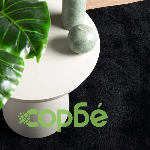 Килим OVIEDO с къс косъм, черен, 240x240 см ➤ топ цена ➤ sorbe.bg