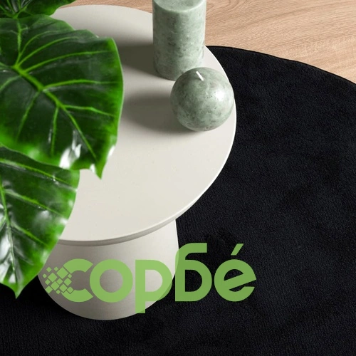 Килим OVIEDO с къс косъм, черен,  240 см ➤ топ цена ➤ sorbe.bg