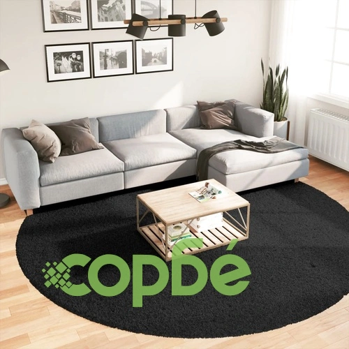 Килим OVIEDO с къс косъм, черен,  280 см ➤ топ цена ➤ sorbe.bg
