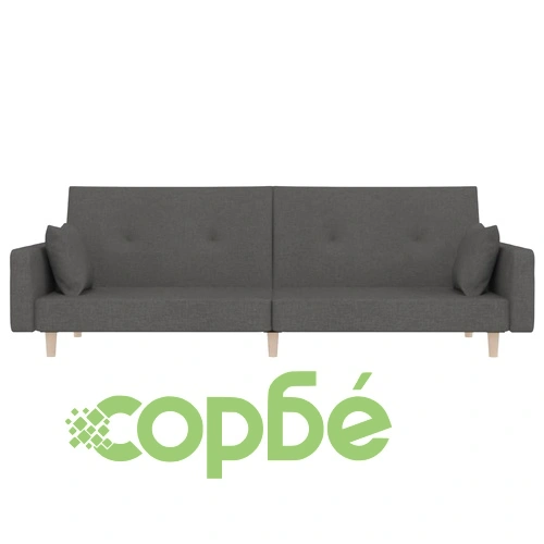 2-местно разтегателно канапе с възглавници, тъмносиво, текстил ➤ топ цена ➤ sorbe.bg