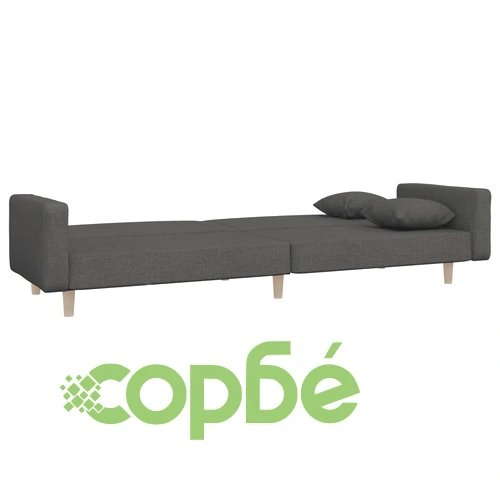 2-местно разтегателно канапе с възглавници, тъмносиво, текстил ➤ топ цена ➤ sorbe.bg