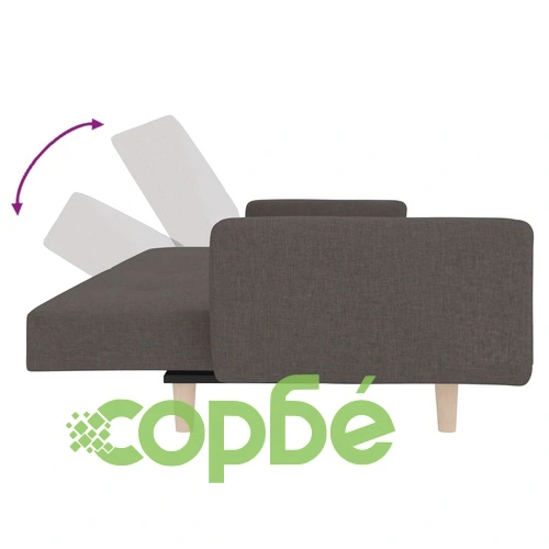 2-местно разтегателно канапе с възглавници, тъмносиво, текстил ➤ топ цена ➤ sorbe.bg