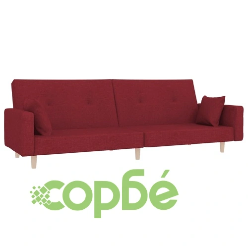 2-местно канапе с две възглавници, виненочервено, текстил ➤ топ цена ➤ sorbe.bg