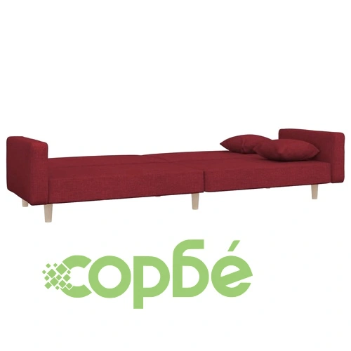 2-местно канапе с две възглавници, виненочервено, текстил ➤ топ цена ➤ sorbe.bg