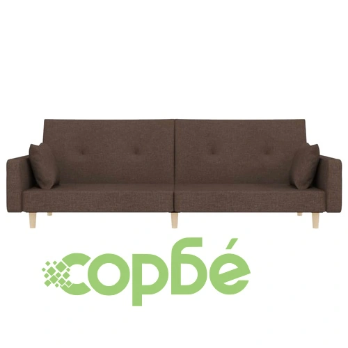 2-местно разтегателно канапе с две възглавници, таупе, текстил ➤ топ цена ➤ sorbe.bg