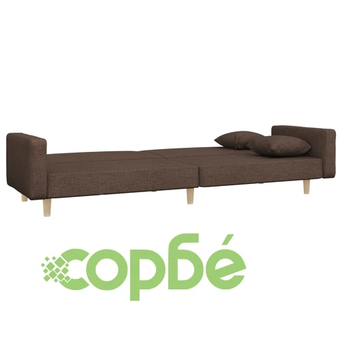 2-местно разтегателно канапе с две възглавници, таупе, текстил ➤ топ цена ➤ sorbe.bg