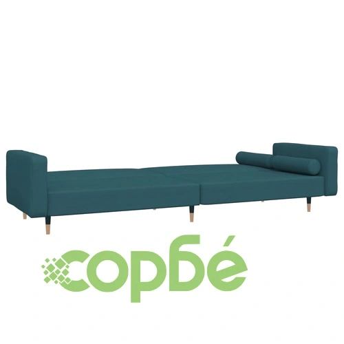 2-местно разтегателно канапе с две възглавници, синьо, кадифе ➤ топ цена ➤ sorbe.bg