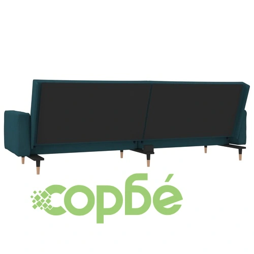 2-местно разтегателно канапе с две възглавници, синьо, кадифе ➤ топ цена ➤ sorbe.bg