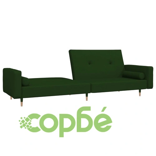 2-местно разтегателно канапе с възглавници, тъмнозелено, кадифе ➤ топ цена ➤ sorbe.bg