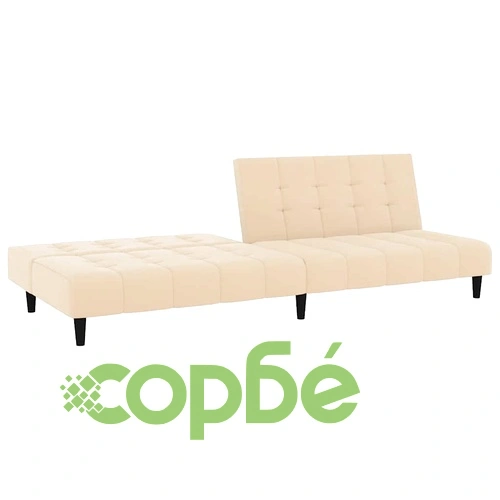 2-местно разтегателно канапе, кремаво, кадифе ➤ топ цена ➤ sorbe.bg