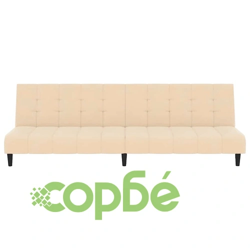 2-местно разтегателно канапе, кремаво, кадифе ➤ топ цена ➤ sorbe.bg
