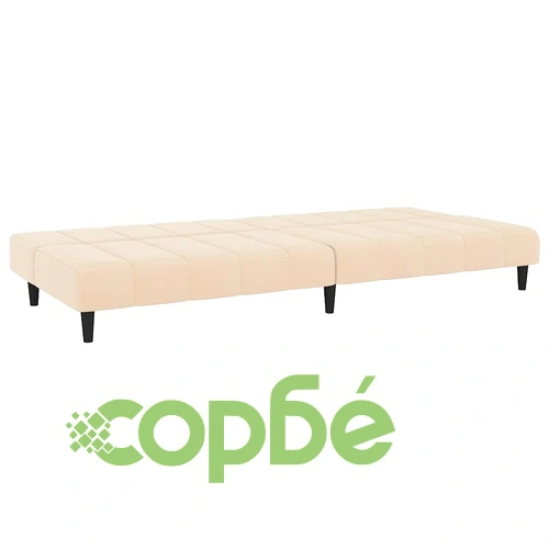 2-местно разтегателно канапе, кремаво, кадифе ➤ топ цена ➤ sorbe.bg