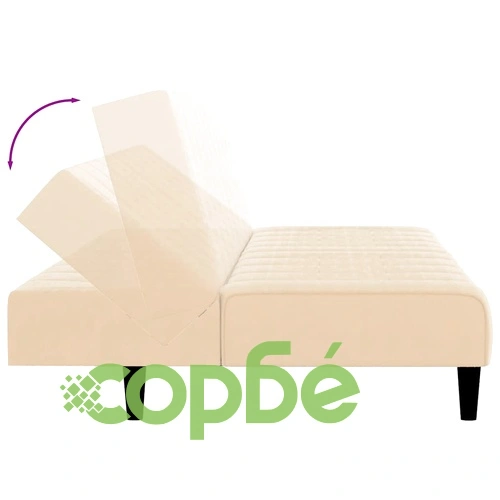 2-местно разтегателно канапе, кремаво, кадифе ➤ топ цена ➤ sorbe.bg