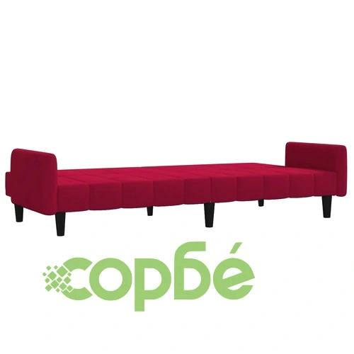 2-местно разтегателно канапе, виненочервено, кадифе ➤ топ цена ➤ sorbe.bg