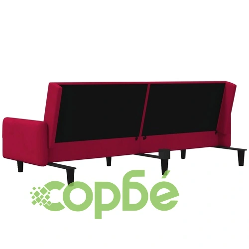 2-местно разтегателно канапе, виненочервено, кадифе ➤ топ цена ➤ sorbe.bg