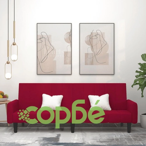 2-местно разтегателно канапе, виненочервено, кадифе ➤ топ цена ➤ sorbe.bg