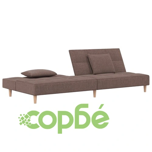 2-местно разтегателно канапе с две възглавници, таупе, текстил ➤ топ цена ➤ sorbe.bg