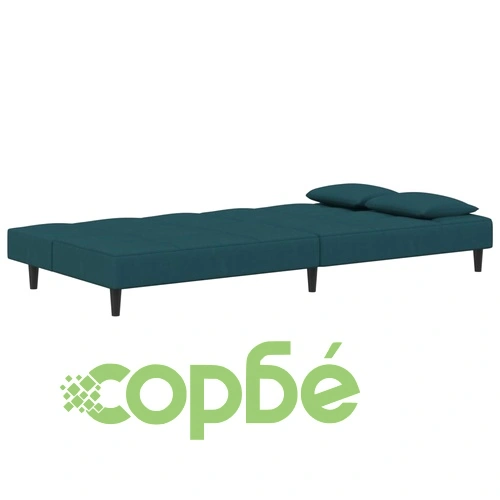 2-местно разтегателно канапе с две възглавници, синьо, кадифе ➤ топ цена ➤ sorbe.bg