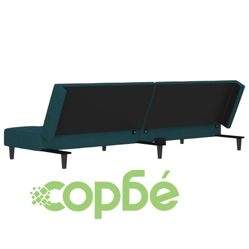 2-местно разтегателно канапе с две възглавници, синьо, кадифе ➤ топ цена ➤ sorbe.bg