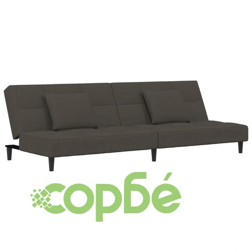 2-местно разтегателно канапе с две възглавници тъмносиво кадифе ➤ топ цена ➤ sorbe.bg