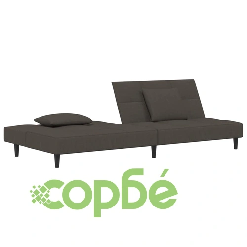 2-местно разтегателно канапе с две възглавници тъмносиво кадифе ➤ топ цена ➤ sorbe.bg