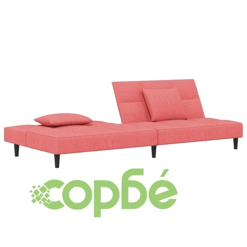 2-местно разтегателно канапе с две възглавници, розово, кадифе ➤ топ цена ➤ sorbe.bg