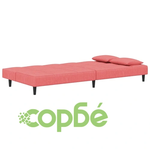 2-местно разтегателно канапе с две възглавници, розово, кадифе ➤ топ цена ➤ sorbe.bg