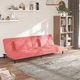 2-местно разтегателно канапе с две възглавници, розово, кадифе