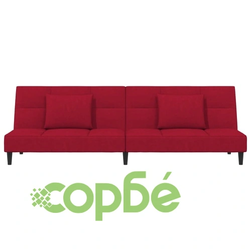 2-местно канапе с две възглавници, виненочервено, кадифе ➤ топ цена ➤ sorbe.bg