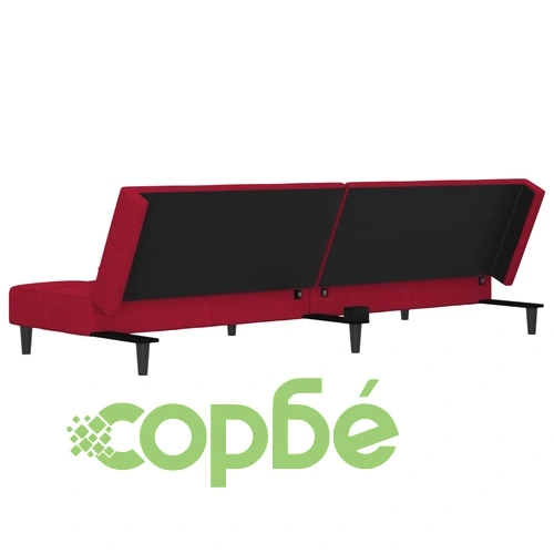 2-местно канапе с две възглавници, виненочервено, кадифе ➤ топ цена ➤ sorbe.bg