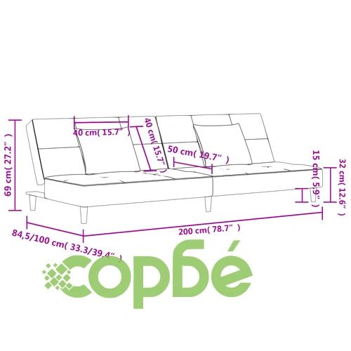 2-местно канапе с две възглавници, виненочервено, кадифе ➤ топ цена ➤ sorbe.bg