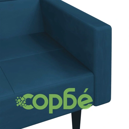 2-местно разтегателно канапе с две възглавници, синьо, кадифе ➤ топ цена ➤ sorbe.bg