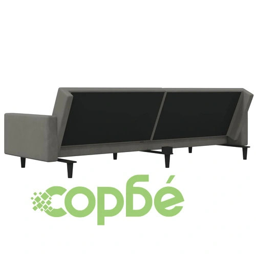 2-местно разтегателно канапе с две възглавници тъмносиво кадифе ➤ топ цена ➤ sorbe.bg