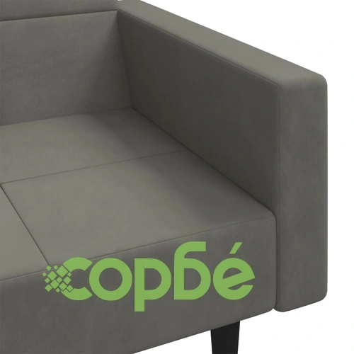 2-местно разтегателно канапе с две възглавници тъмносиво кадифе ➤ топ цена ➤ sorbe.bg