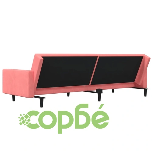 2-местно разтегателно канапе с две възглавници, розово, кадифе ➤ топ цена ➤ sorbe.bg